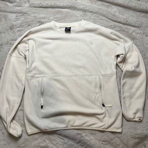 The North Face Fleece Sweatshirt Womens L Cream Excellent Zip Pocket Pullover